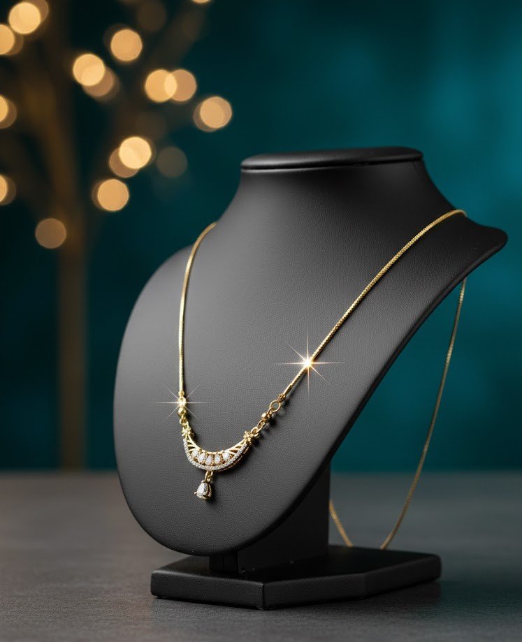 Geometric Mesh V-Necklace with Dainty Gold Ball Accents | Minimalist Gold-Plated AD Jewelry for Everyday Wear