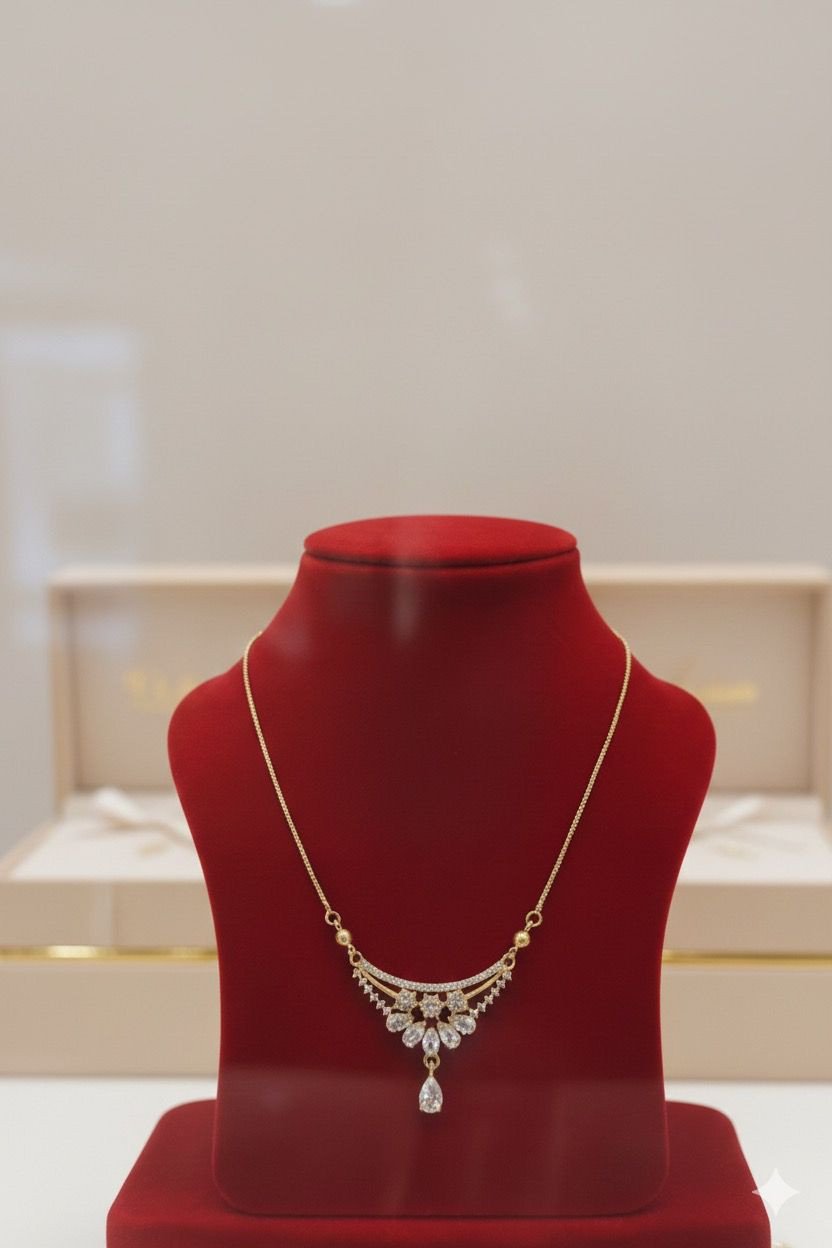 Dokia pendant - Elegant Crystal Drop Gold Necklace