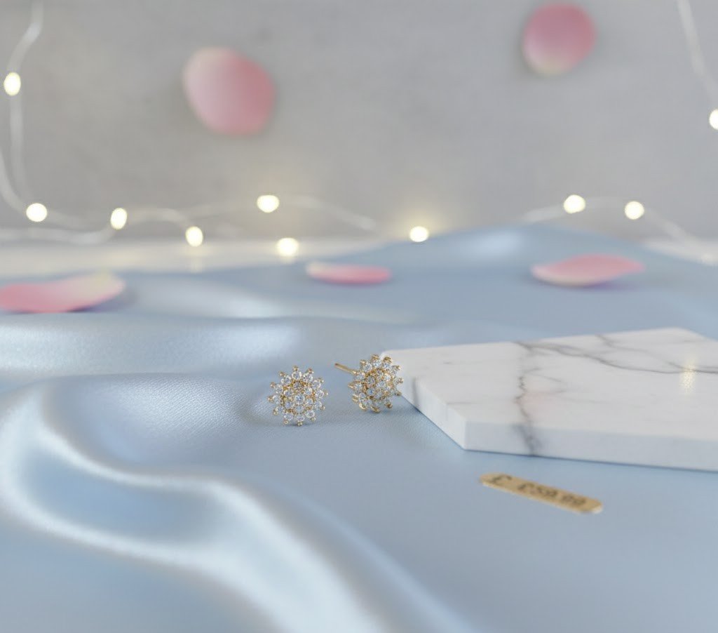 Dainty Silver-Plated Square Halo Stud Earrings with Shimmering Micro-Crystals | Contemporary Geometric Jewelry for Women & Girls